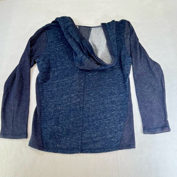 Style & Co Sport Lightweight Hoodie Woman's L Heathered Blue Grey Knit & Waffle - Picture 4 of 13
